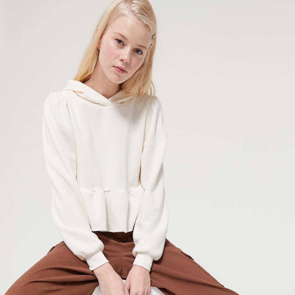 Urban outfitters white peplum hoodie